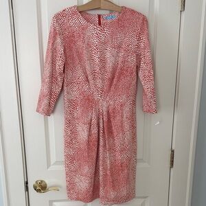J McLaughlin Coral and White Patterned Women's Dress Size Medium EUC